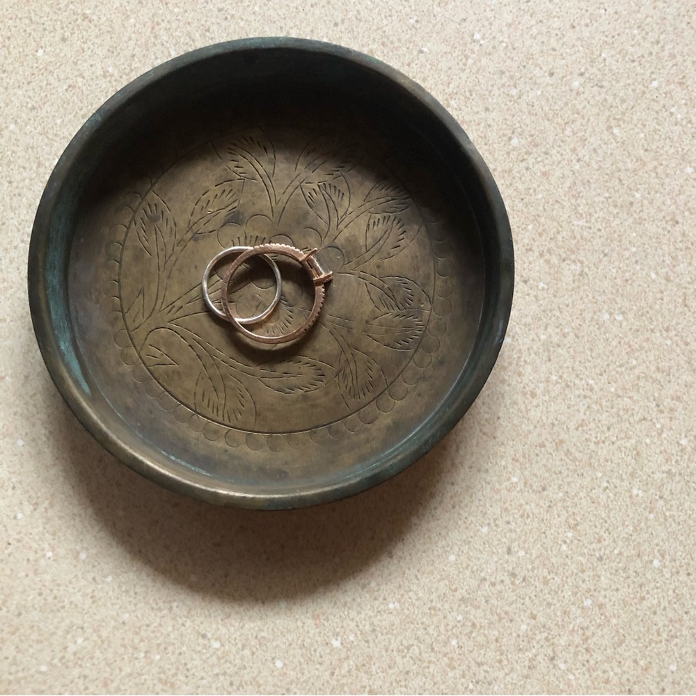 SOLD MCRI:Vintage etched brass tray